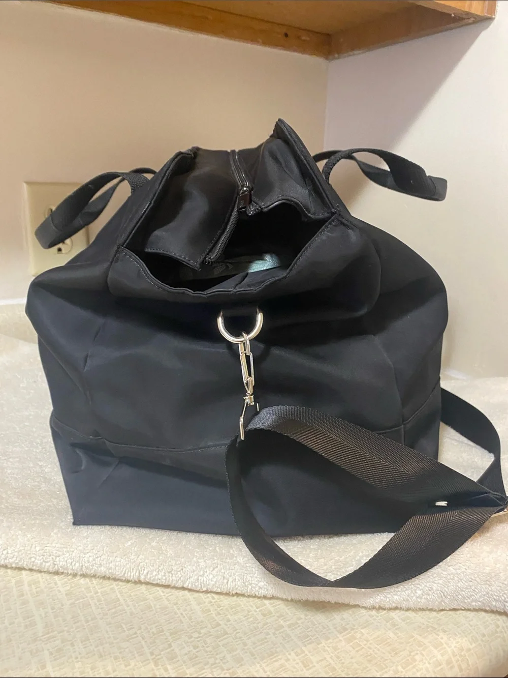 kate spade Black Nylon Travel, or weekender bag with Adjustable Shoulder Strap